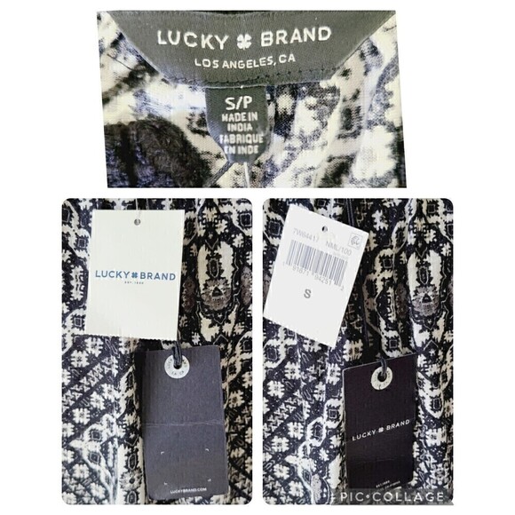 Lucky Brand Velvet Tunic Women Small Embroidered Boho Black NWT Bell Sleeves NWT - Picture 8 of 12